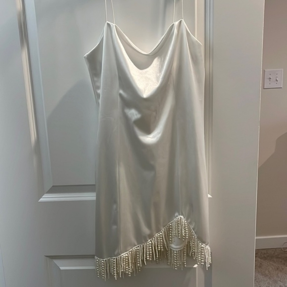 Elegant White Satin Slip Dress